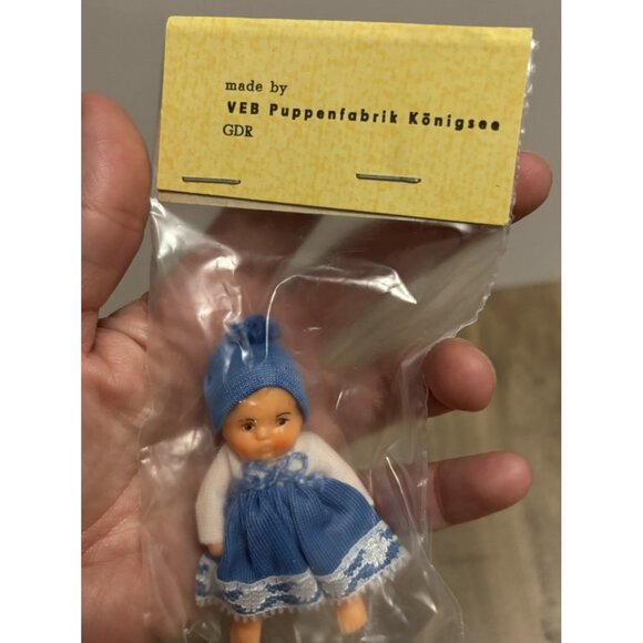 Vintage VEB Puppenfabrik Konigsee GDR 3" Miniature Rubber New In Package - Picture 4 of 4